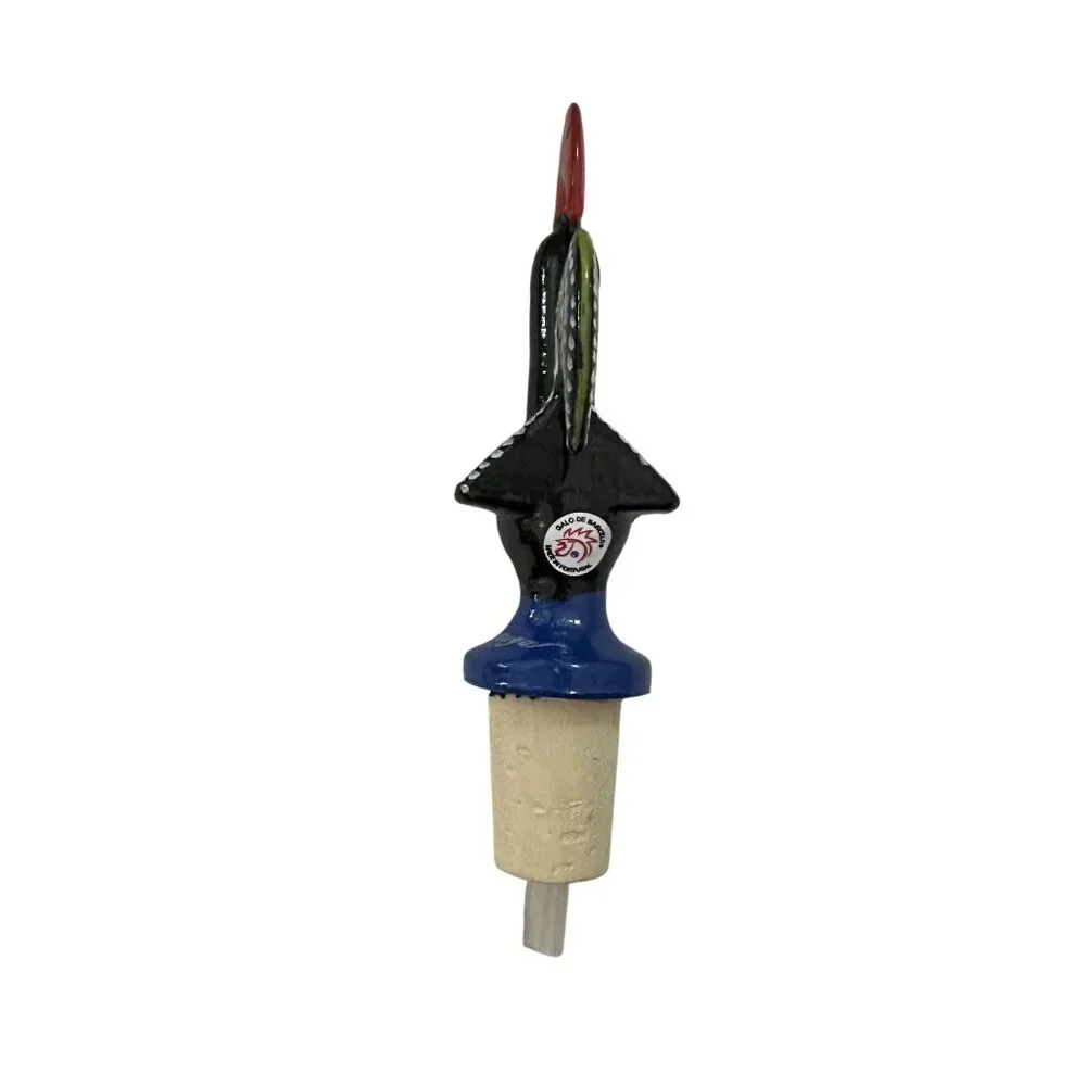 Portuguese The Rooster of Barcelos Black Bottle Stopper Cork Dispenser Souvenir